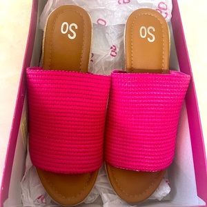 SO Wedge Sandals Leather Upper Color: Pink Size 10 Medium